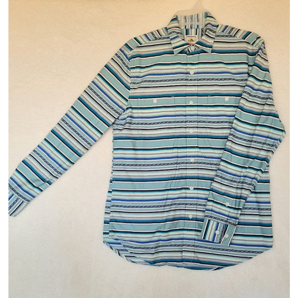 Men's Surf Pendleton Shirt, Blue & White Striped, Size S